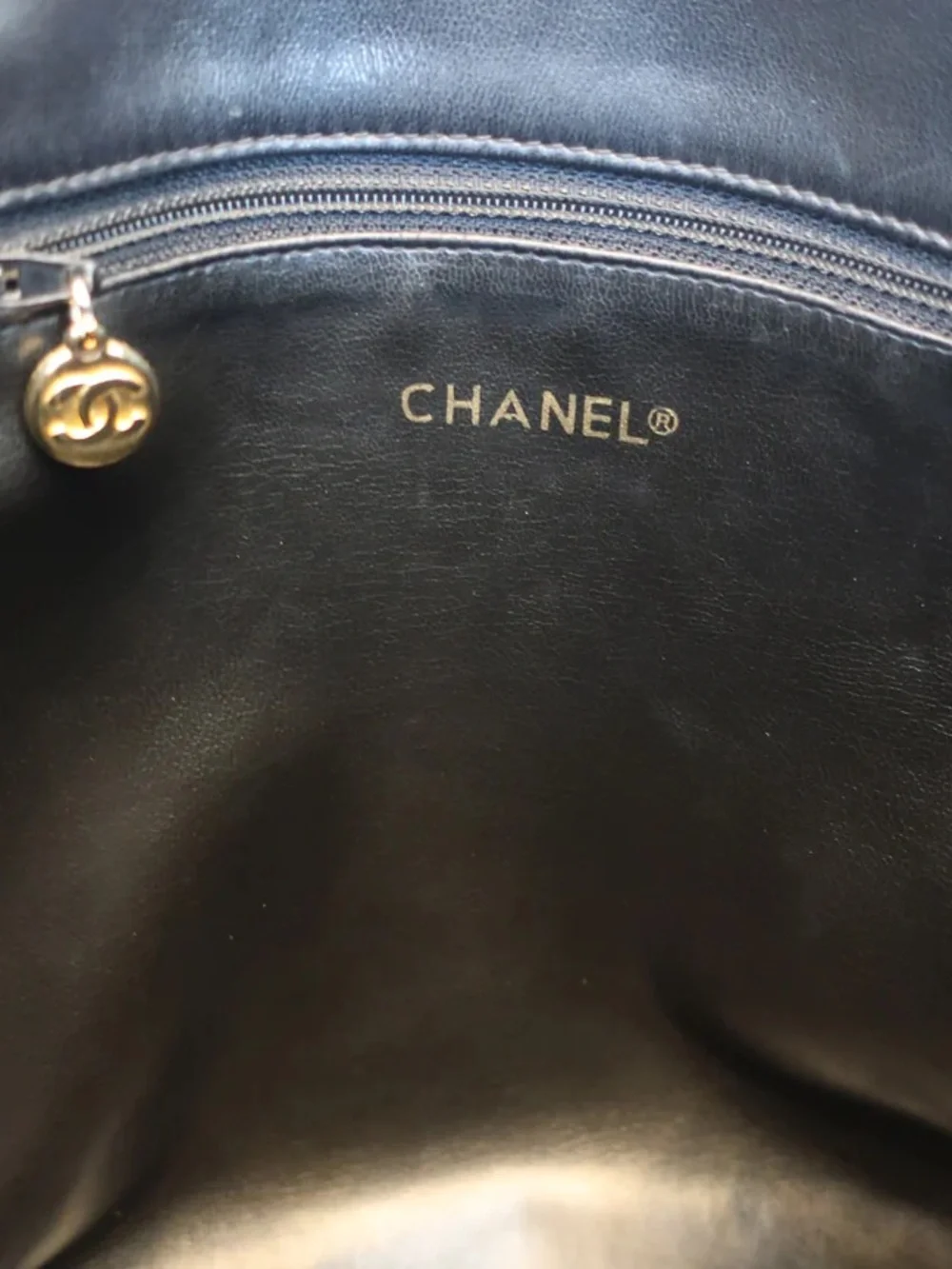 Authentic CHANEL quilted lambskin leather classic charm CC mini tote